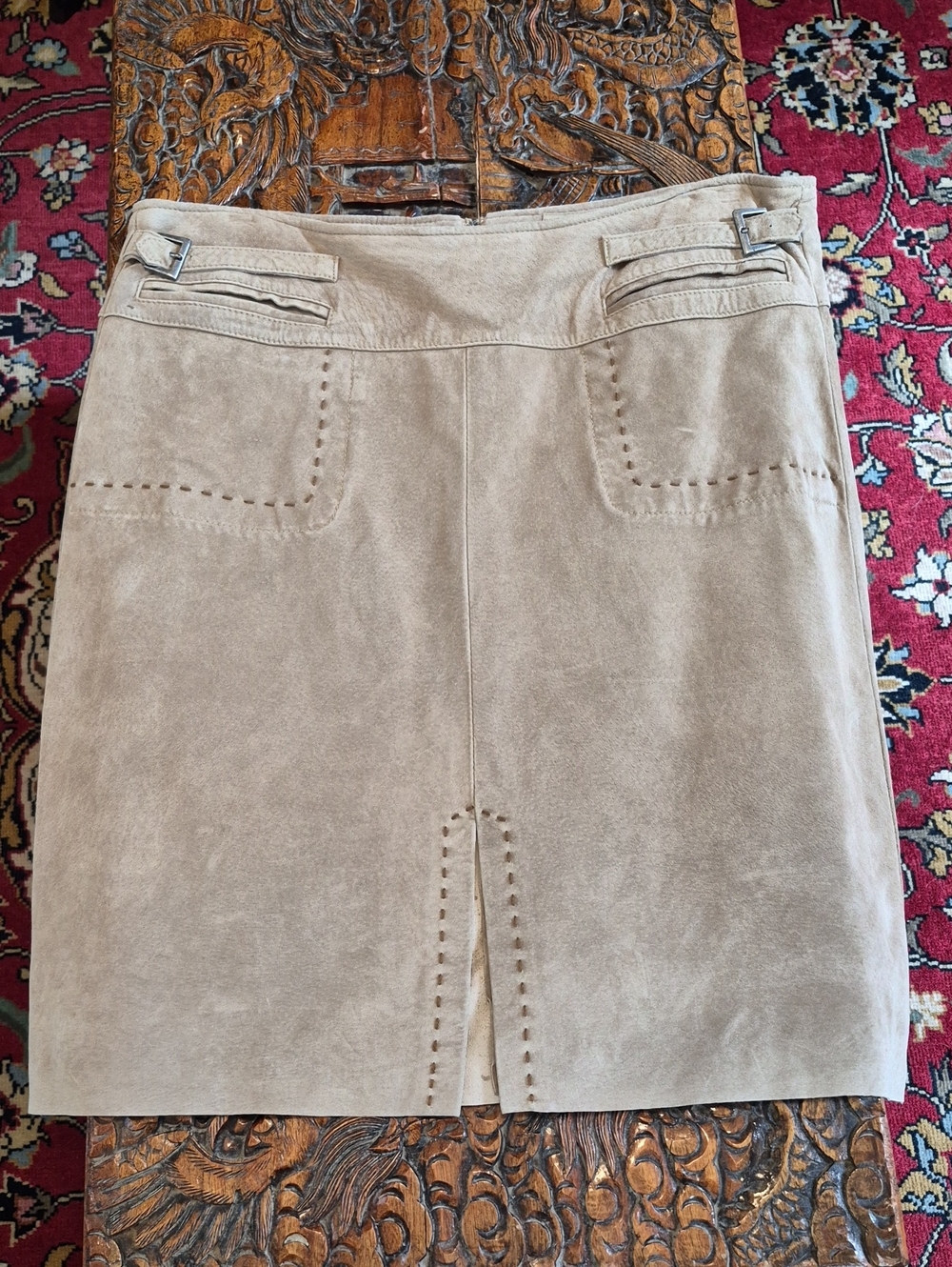 JUNE ANTHROPOLOGIE Suede Midi Skirt Buff 12 Like New
